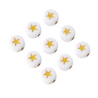 Émail acrylique perles, Plat rond, DIY & avec motif d'étoile & émail, blanc Environ 1mm, Vendu par sac