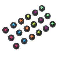 Эмалированые акриловые бусины, Акрил, Плоская круглая форма, DIY & с рисунками звезды & эмаль, Много цветов для выбора отверстие:Приблизительно 1mm, продается сумка