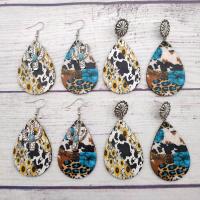 Wood Earring, with Synthetic Turquoise & Zinc Alloy, Teardrop, silver color plated & for woman 
