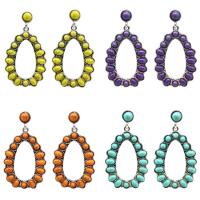 Turquoise Zinc Alloy Earring, Synthetic Turquoise, with Zinc Alloy, Teardrop, silver color plated, for woman & hollow 