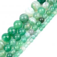 Natürliche Streifen Achat Perlen, rund, DIY & verschiedene Größen vorhanden, grün, Länge:ca. 37-39 cm, verkauft von Strang