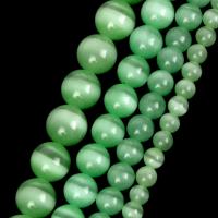 Katzenauge Perlen, rund, DIY & verschiedene Größen vorhanden, hellgrün, Länge:ca. 37-39 cm, verkauft von Strang