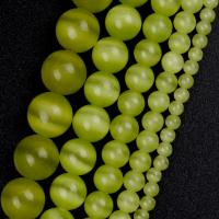 Cats Eye Beads, Round, DIY olive green Approx 37-39 cm 
