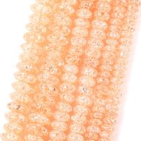 Perles rondes plates en cristal , Plat rond, DIY & normes différentes pour le choix & craquelure, champagne doré Environ 37-39 cm, Vendu par brin