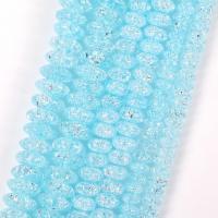 Плоские круглые кристаллические шарики, Кристаллы, Плоская круглая форма, DIY & разный размер для выбора, аквамарин, длина:Приблизительно 37-39 см, продается Strand