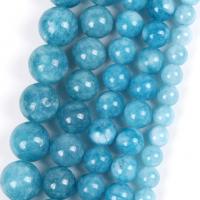 Blauer Chalcedony Perle, Chalzedon, rund, DIY & verschiedene Größen vorhanden, blau, Länge:ca. 37-39 cm, verkauft von Strang