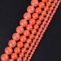 Chalcedony Beads, Round, DIY reddish orange Approx 37-39 cm 