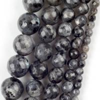 Labradorit Perlen, rund, DIY & verschiedene Größen vorhanden & facettierte, schwarz, Länge:ca. 37-39 cm, verkauft von Strang