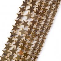 гематит Бусины, Звезда, DIY & разный размер для выбора, Золотой, длина:Приблизительно 37-39 см, продается Strand