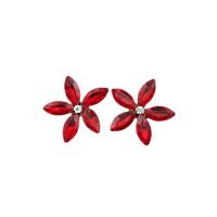 Zinc Alloy Decoration Flower, gold color plated, DIY & with glass rhinestone, red 
