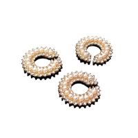 Zinc Alloy Hair Accessories DIY Findings, with Plastic Pearl, Letter C, gold color plated, with rhinestone, golden 