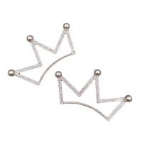Zinc Alloy Hair Accessories DIY Findings, with Plastic Pearl, Crown, silver color plated & with rhinestone, silver color 
