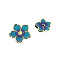 Zinc Alloy Hair Accessories DIY Findings, Flower, gold color plated & enamel, blue 