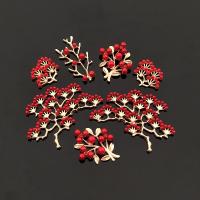 Zinc Alloy Hair Accessories DIY Findings, with Plastic Pearl, Branch, gold color plated & with rhinestone, red 