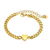 Stainless Steel Charm Bracelet, 304 Stainless Steel, with 1.97inch extender chain, Heart, Vacuum Ion Plating, fashion jewelry & for woman 5mm Approx 6.3 Inch 