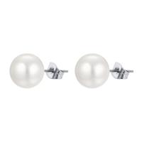Plastic Stud Earring, Titanium Steel, with Plastic Pearl, fashion jewelry & for woman 10mm,14*34mm 