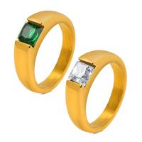 立方のジルコニア ステンレス鋼指のリング, 304ステンレススチール, 真空イオンプレーティング, 異なるサイズの選択 & 女性用 & キュービックジルコニアのある, 金色, 4.7mm, 売り手 パソコン