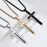 Titanium Steel Jewelry Necklace, Cross, polished, fashion jewelry & Unisex 3mm,25*48mm Approx 23.62 Inch 