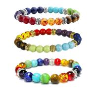 Gemstone Bracelets, with Zinc Alloy, Round, plated, fashion jewelry & Unisex mixed colors Approx 17.5-21 cm 