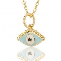 Evil Eye Jewelry Necklace, Brass, gold color plated, fashion jewelry & for woman & enamel cm 