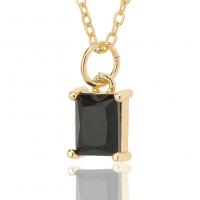 Messing Zirkonia Halskette, Quadrat, goldfarben plattiert, Modeschmuck & Micro pave Zirkonia & für Frau, keine, 7.7x15.5mm, Länge:45 cm, verkauft von PC