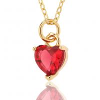 Brass Cubic Zirconia Necklace, Heart, gold color plated, fashion jewelry & micro pave cubic zirconia & for woman cm 