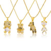 Cubic Zircon Micro Pave Brass Necklace, Bear, gold color plated & micro pave cubic zirconia & for woman, gold Approx 19.68 Inch 