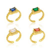 Zirkonia Messing Finger Ring, goldfarben plattiert, Einstellbar & Micro pave Zirkonia & für Frau, keine, verkauft von PC