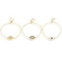 Cubic Zirconia Micro Pave Brass Bracelet, Eye, gold color plated & micro pave cubic zirconia & for woman, gold cm 