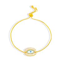 Evil Eye Jewelry Bracelet, Brass, gold color plated & micro pave cubic zirconia & for woman & enamel, gold cm 
