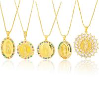 Cubic Zircon Micro Pave Brass Necklace, gold color plated & micro pave cubic zirconia & for woman, gold Approx 19.68 Inch 