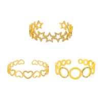 Ouverture Bracelets en cuivre, laiton, Placage de couleur d'or, styles différents pour le choix & pavé de micro zircon & pour femme, Or, Vendu par PC