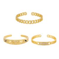 Brass Cuff Bangle, gold color plated & micro pave cubic zirconia & for woman, gold 
