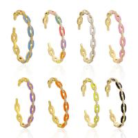 Ouverture Bracelets en cuivre, laiton, Placage de couleur d'or, pavé de micro zircon & pour femme & émail, plus de couleurs à choisir, 65mm, Vendu par PC