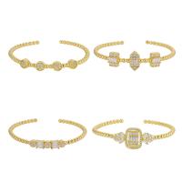 Ouverture Bracelets en cuivre, laiton, Placage de couleur d'or, styles différents pour le choix & pavé de micro zircon & pour femme, Or, Vendu par PC