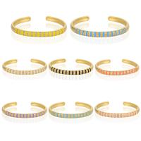 Ouverture Bracelets en cuivre, laiton, Placage de couleur d'or, pavé de micro zircon & pour femme & émail, plus de couleurs à choisir, 63mm, Vendu par PC