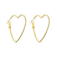 Brass Hoop Earring, Heart, real gold plated, fashion jewelry & for woman, gold 