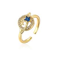 Cubic Zirconia Micro Pave Brass Finger Ring, real gold plated, Adjustable & micro pave cubic zirconia & for woman & enamel, gold 