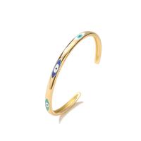 Brass Cuff Bangle, real gold plated & for woman & enamel, gold, 60mm 
