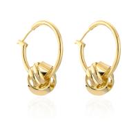 Huggie Hoop Drop Earring, Brass, real gold plated, fashion jewelry & for woman, gold 