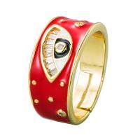 Cubic Zirconia Micro Pave Brass Finger Ring, gold color plated, Adjustable & micro pave cubic zirconia & for woman & enamel 20mm 