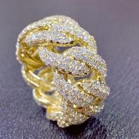 Rhinestone Brass Finger Ring, gold color plated & for man & with rhinestone, US Ring 