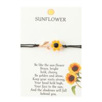 Fashion Create Wax Cord Bracelets, Zinc Alloy, with Wax Cord & Copper Coated Plastic, Sunflower, plated, for woman & enamel Approx 6.3-11.8 Inch 