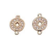 Cubic Zirconia Micro Pave Brass Connector, KC gold color plated & micro pave cubic zirconia 