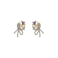 Zinc Alloy Rhinestone Stud Earring, fashion jewelry & for woman & with glass rhinestone & with rhinestone, multi-colored 