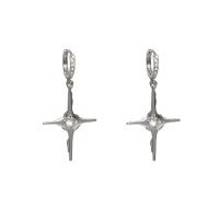 Zinc Alloy Rhinestone Drop Earring, Cross, silver color plated, fashion jewelry & for woman & with rhinestone, silver color 