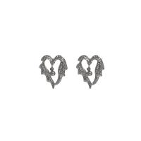 Zinc Alloy Stud Earring, Heart, silver color plated, fashion jewelry & for woman, silver color 