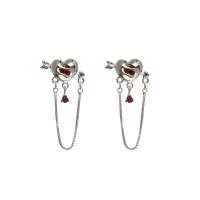 Crystal Drop Earring, Zinc Alloy, with Crystal, Heart, silver color plated, fashion jewelry & for woman, two different colored 