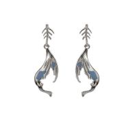 Enamel Zinc Alloy Drop Earring, silver color plated, fashion jewelry & for woman, two different colored 