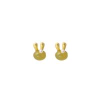 Plastic Pearl Zinc Alloy Earring, with ABS Plastic Pearl, Rabbit, gold color plated, fashion jewelry & for woman, golden 